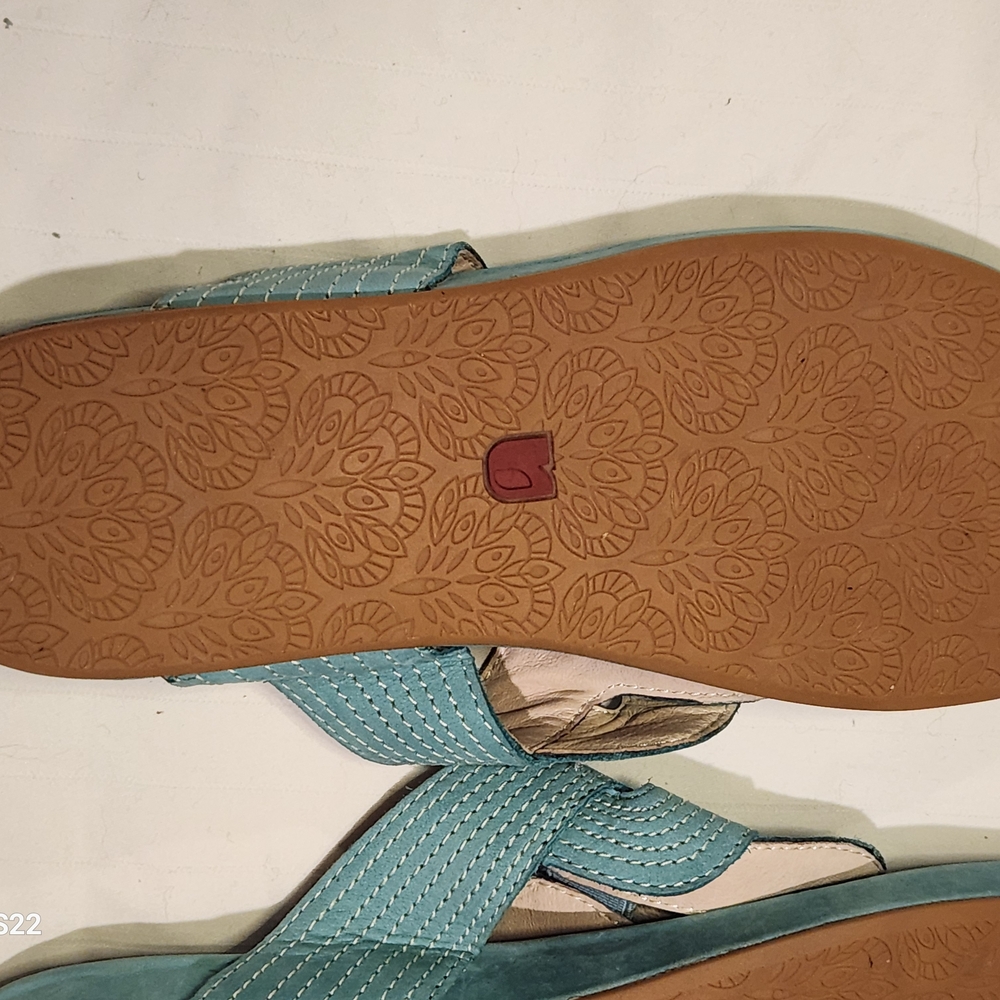 Umberto Raffini Teal Suede Thong Sandals with Contrast Stitching - Picture 4 of 8